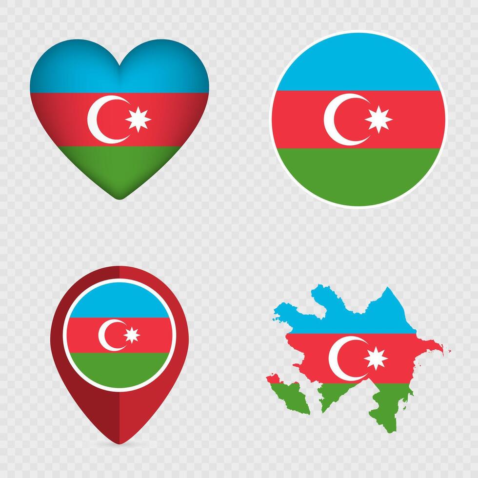 Azerbaijan Flag Icons Pack. illustration. vector