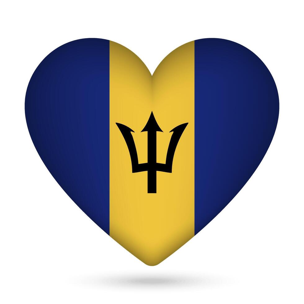 Barbados flag in heart shape. illustration. vector