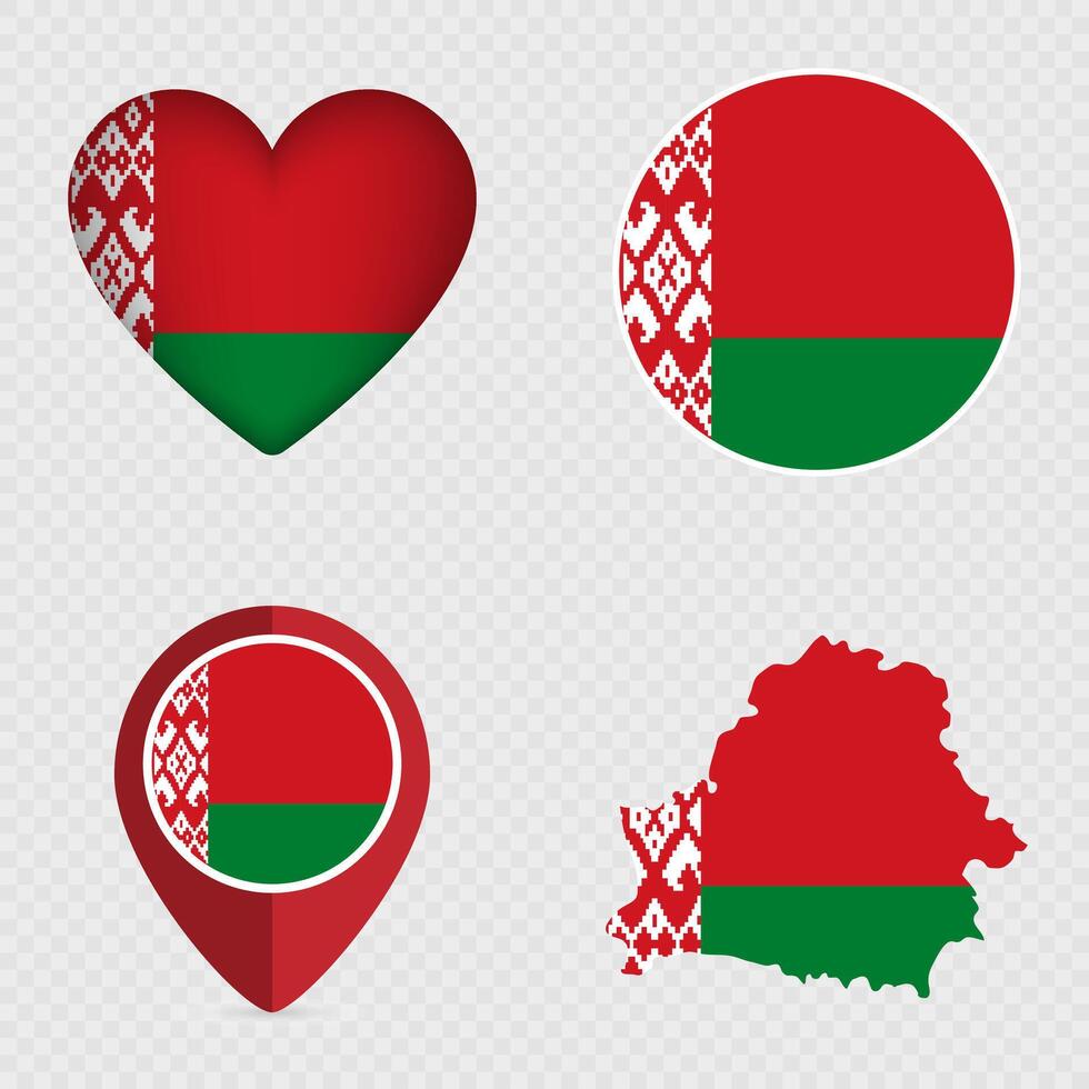 Belarus Flag Icons Pack. illustration. vector