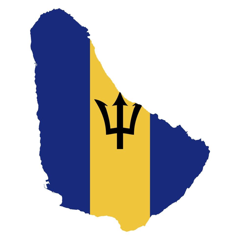 Barbados map silhouette with flag on white background vector