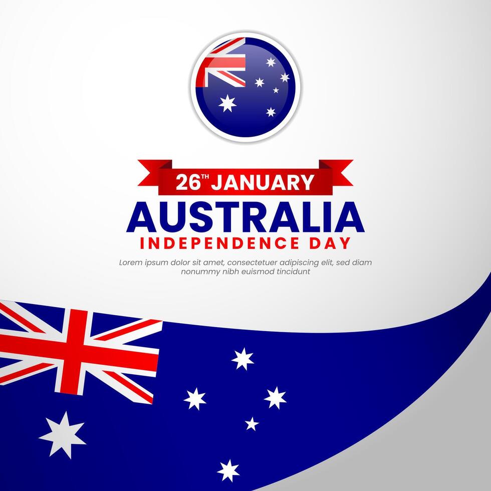 Australia day Square Banner background for greeting card, poster, label, prints with waving flag vector