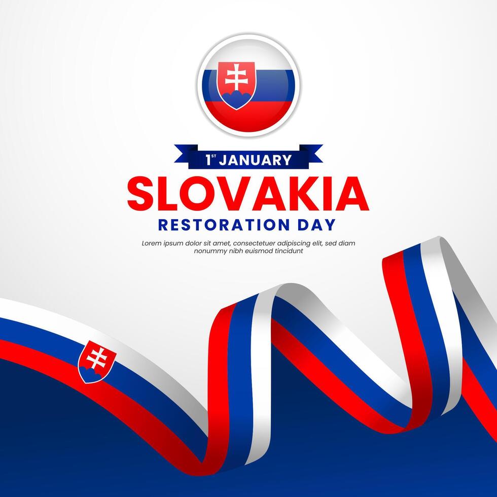 Slovakia flag for Independence day square banner background with waving ribbon flag vector