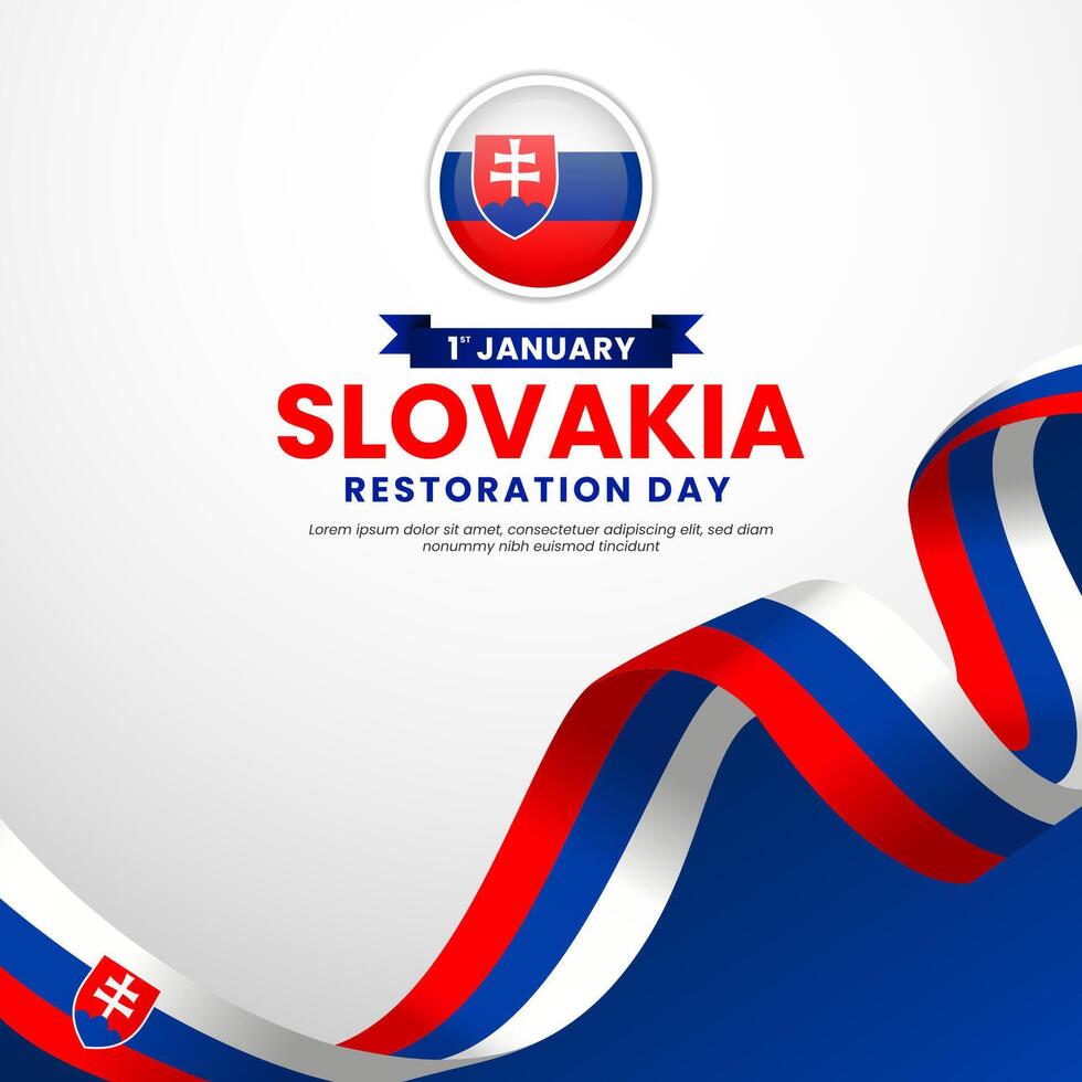 Slovakia flag for Independence day square banner background with waving ribbon flag vector