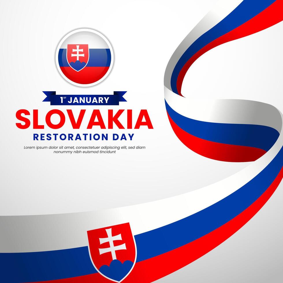 Slovakia flag for Independence day square banner background with waving ribbon flag vector