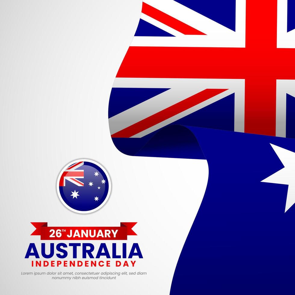 Australia day Square Banner background for greeting card, poster, label, prints with waving flag vector
