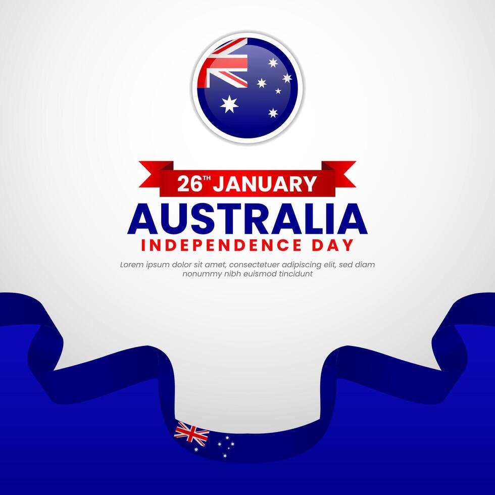Australia day waving ribbon flag square banner background design for independence day vector