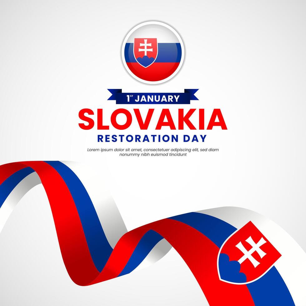 Slovakia flag for Independence day square banner background with waving ribbon flag vector