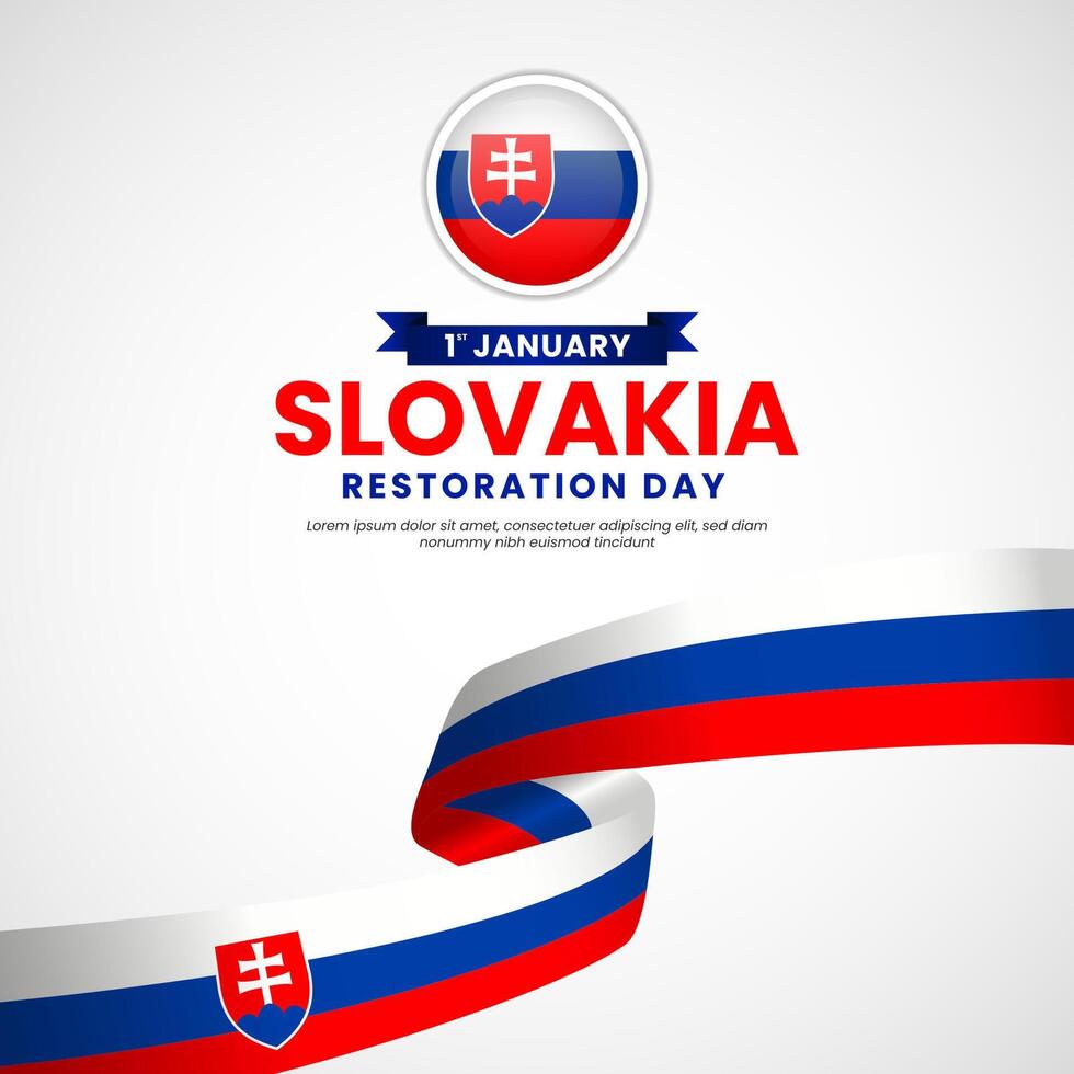 Slovakia flag for Independence day square banner background with waving ribbon flag vector