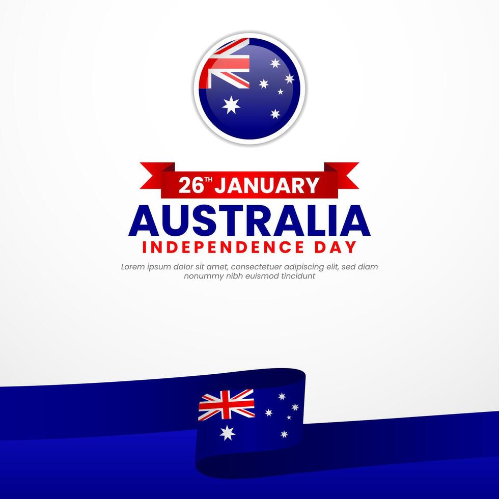 Australia day waving ribbon flag square banner background design for independence day vector