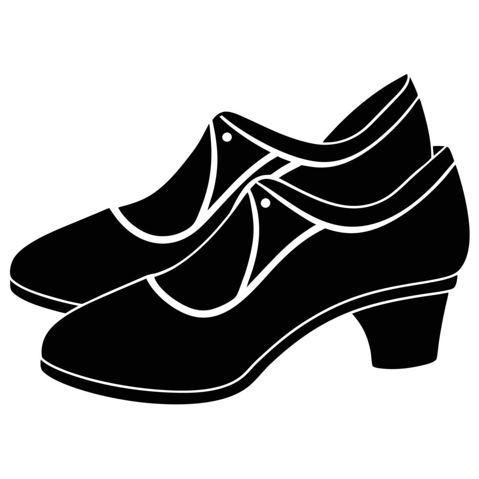 Ballroom Shoes Silhouette on White Background vector