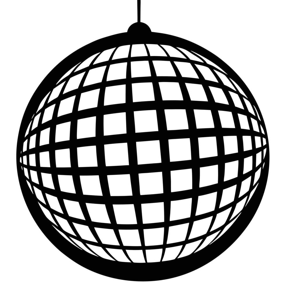 Disco Ball Silhouette on White Background vector