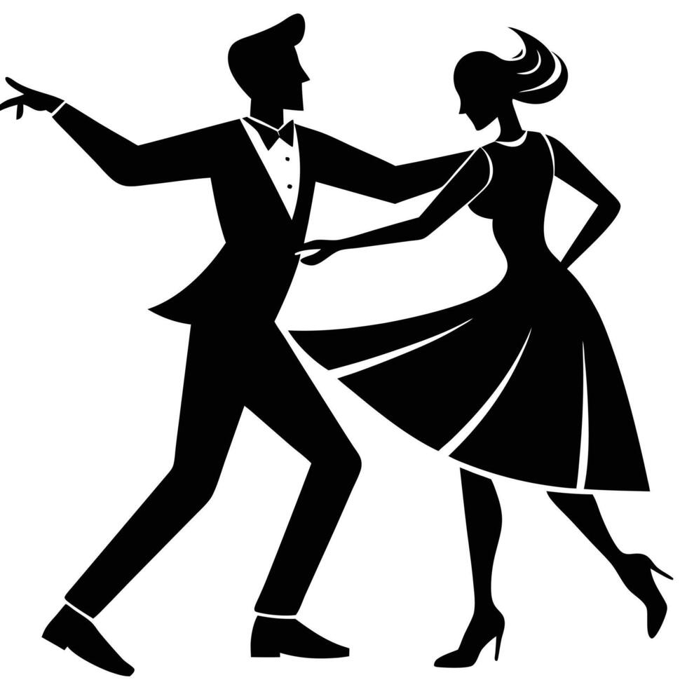 Dance Partner Silhouette on White Background vector