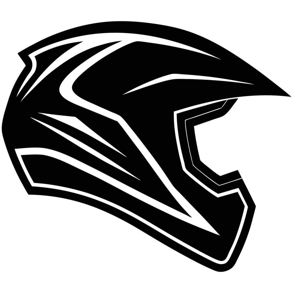 Motocross Helmet Silhouette on White Background vector