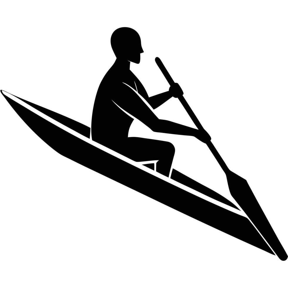 Rowing Stroke Silhouette on White Background vector