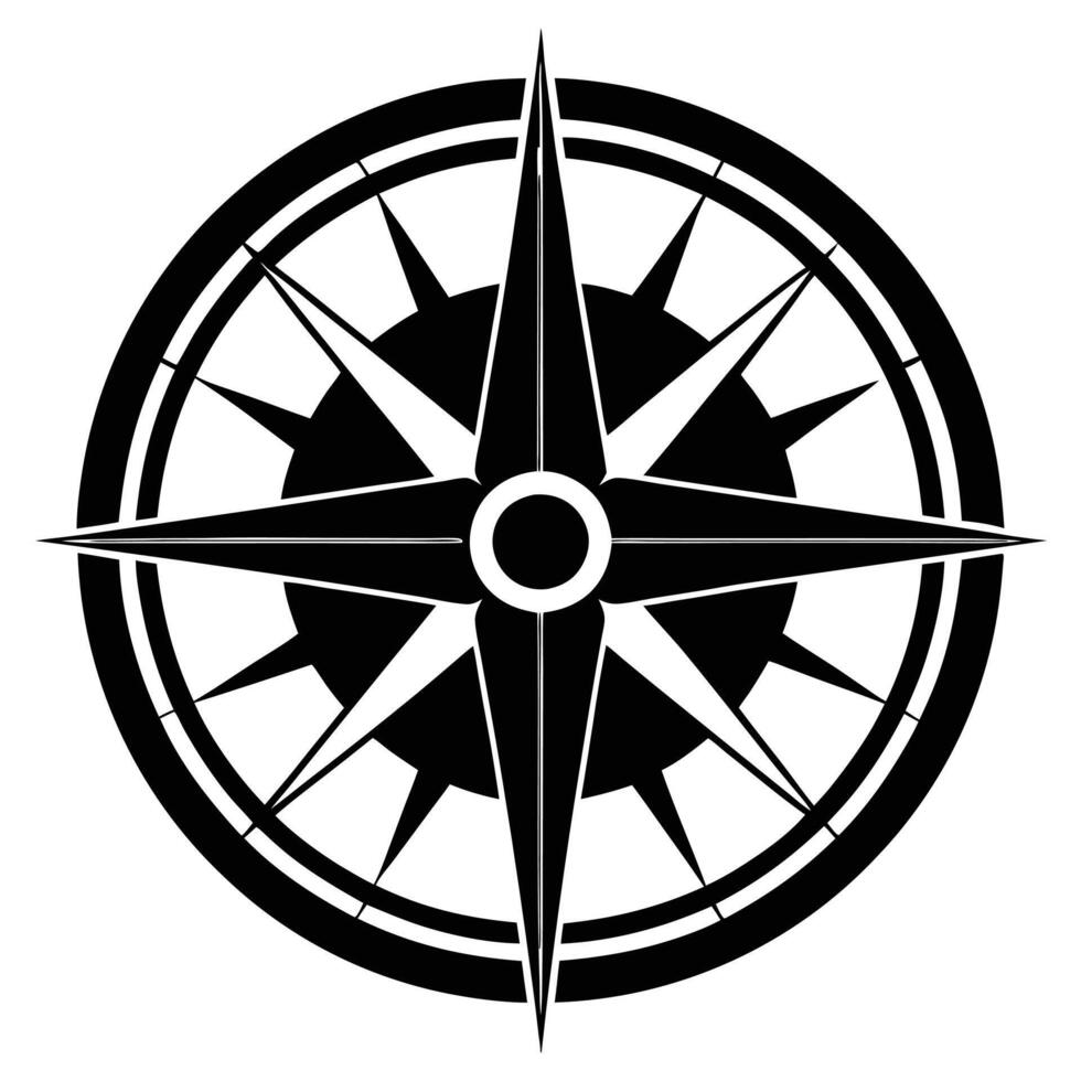 Compass Silhouette on White Background vector