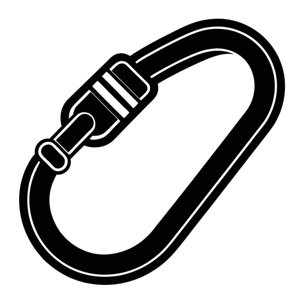 Carabiner Silhouette on White Background vector