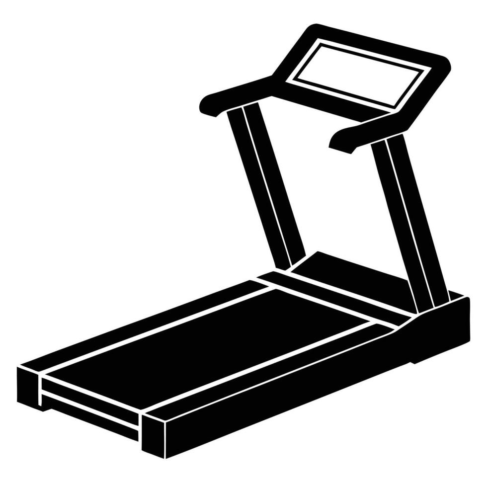 Treadmill Display Screen Silhouette on White Background vector