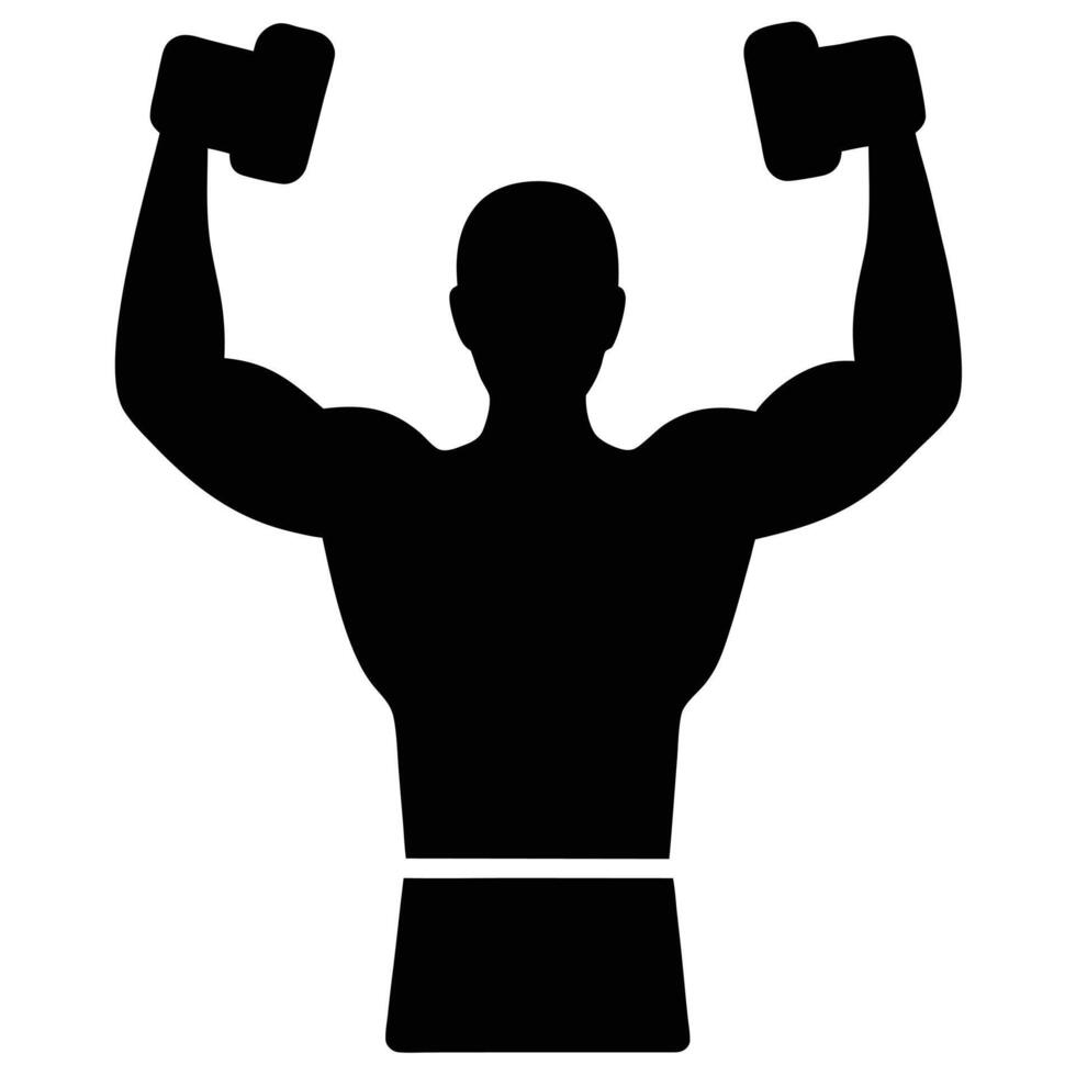 Arm Lift Exercise Silhouette on White Background vector