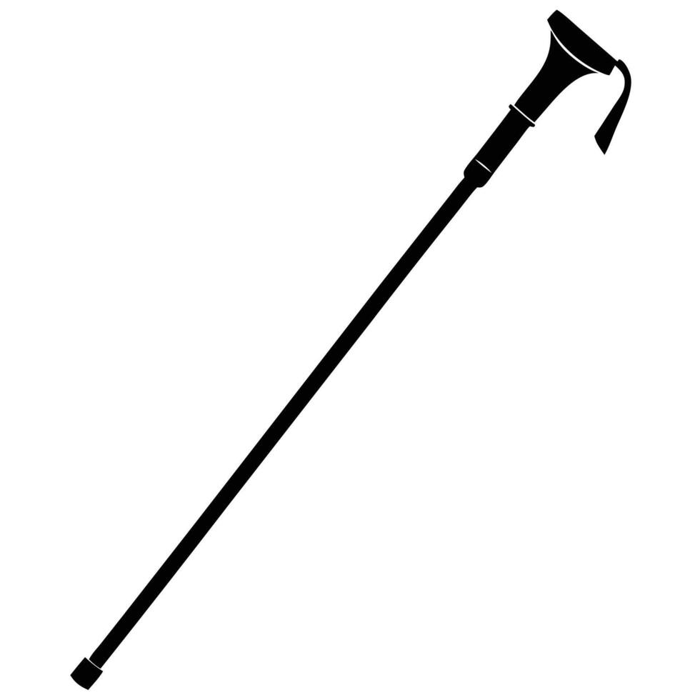 Hiking Stick Silhouette on White Background vector