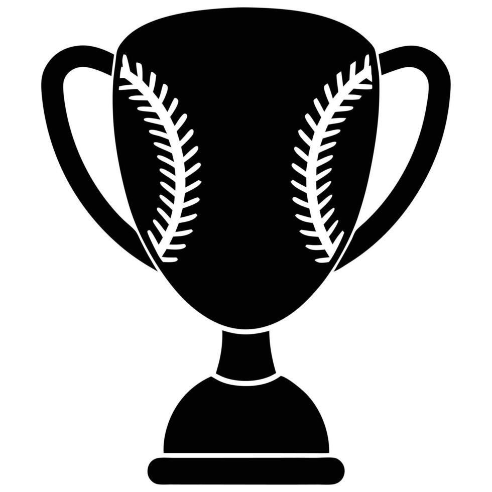 Softball Trophy Silhouette on White Background vector