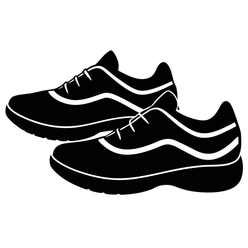 Fitness Shoes Silhouette on White Background vector