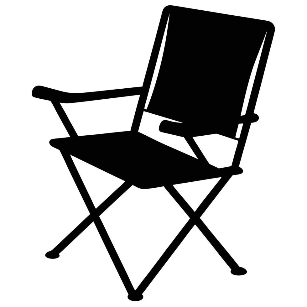 Camping Chair Silhouette on White Background vector