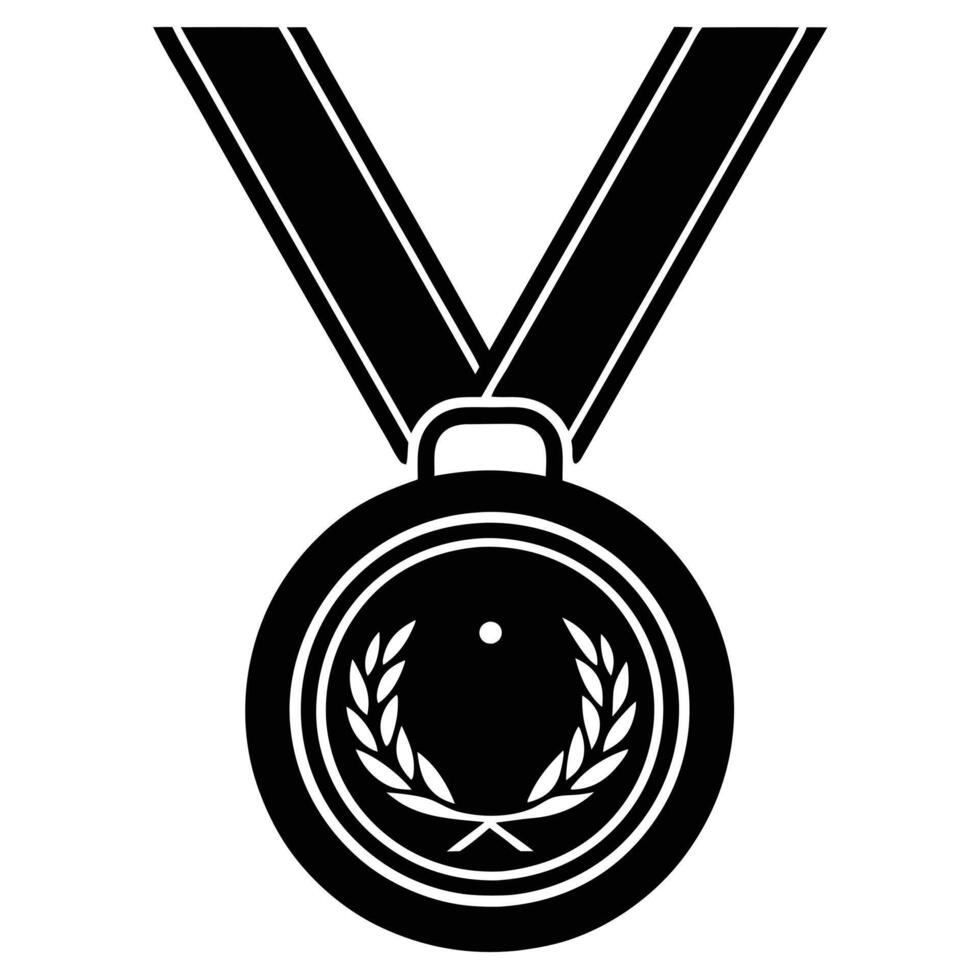 Bocce Medal Silhouette on White Background vector