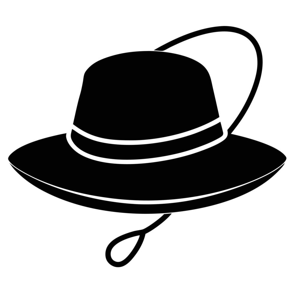 Fishing Hat Silhouette on White Background vector