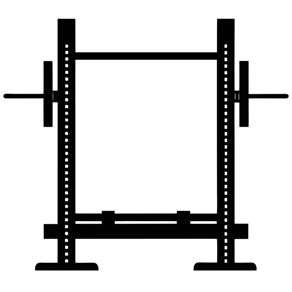 Squat Rack Silhouette on White Background vector
