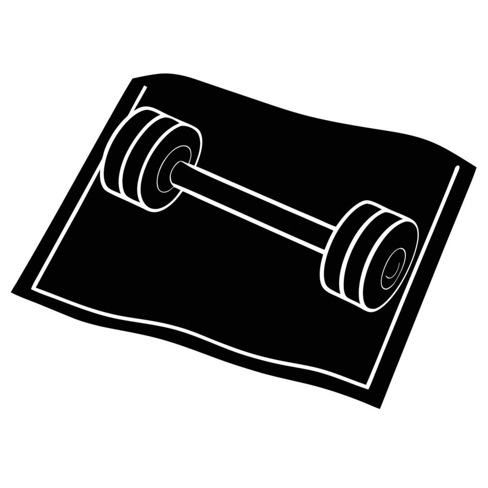 Dumbbell Exercise Mat Silhouette on White Background vector