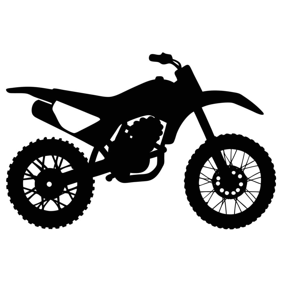 Motocross Bike Silhouette on White Background vector