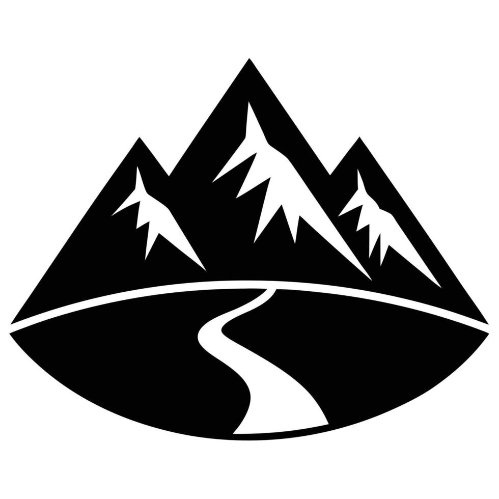 Mountain Trail Silhouette on White Background vector