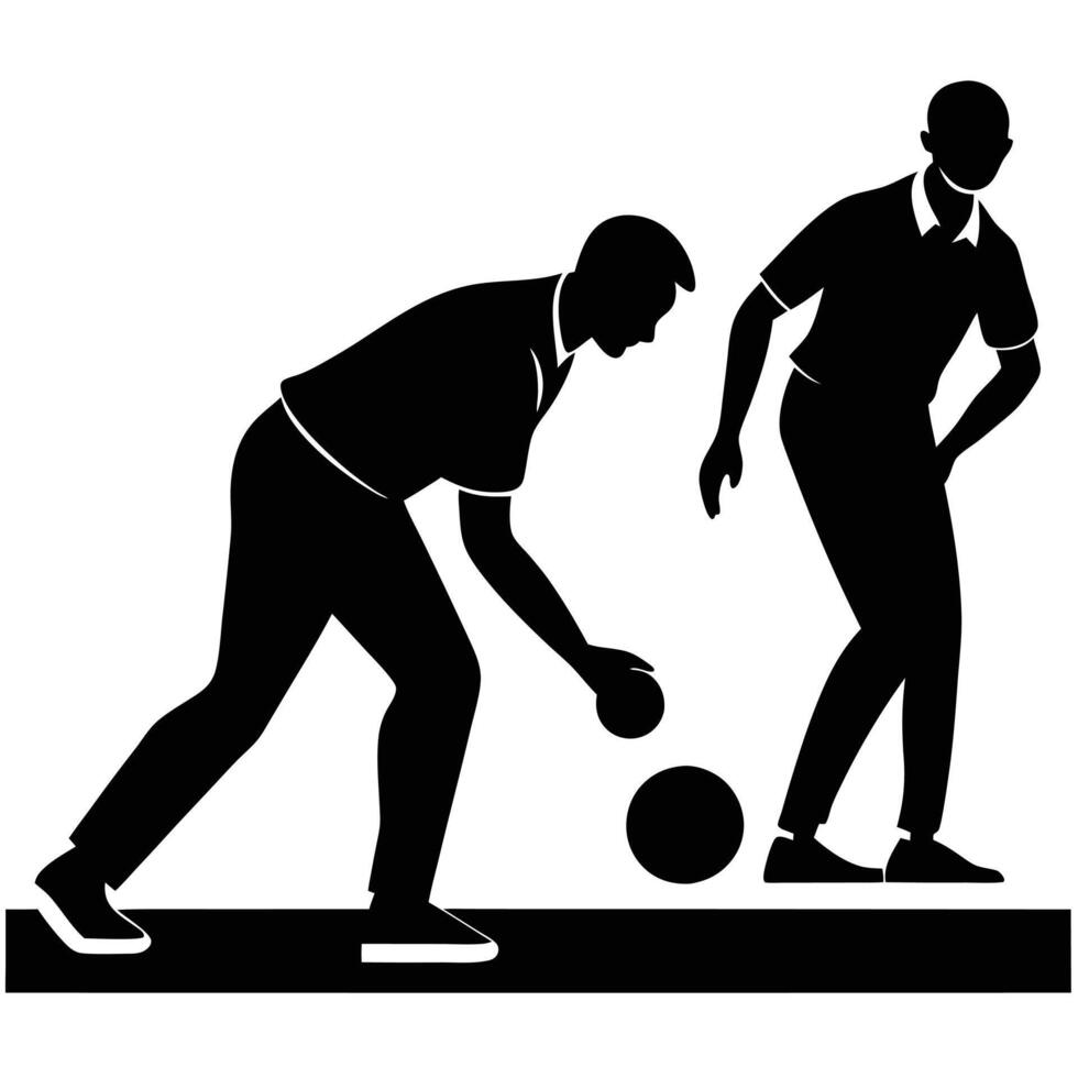 Lawn Bowling Competition Silhouette on White Background vector