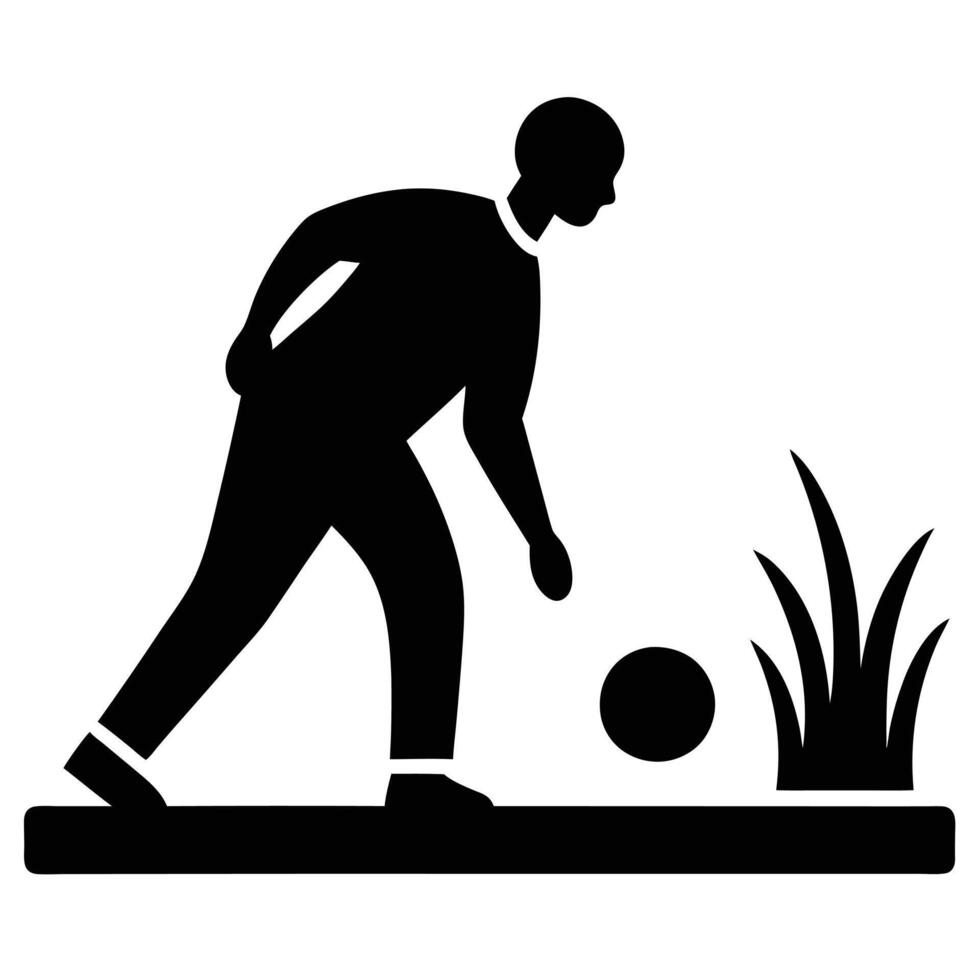 Lawn Bowling Green Silhouette on White Background vector