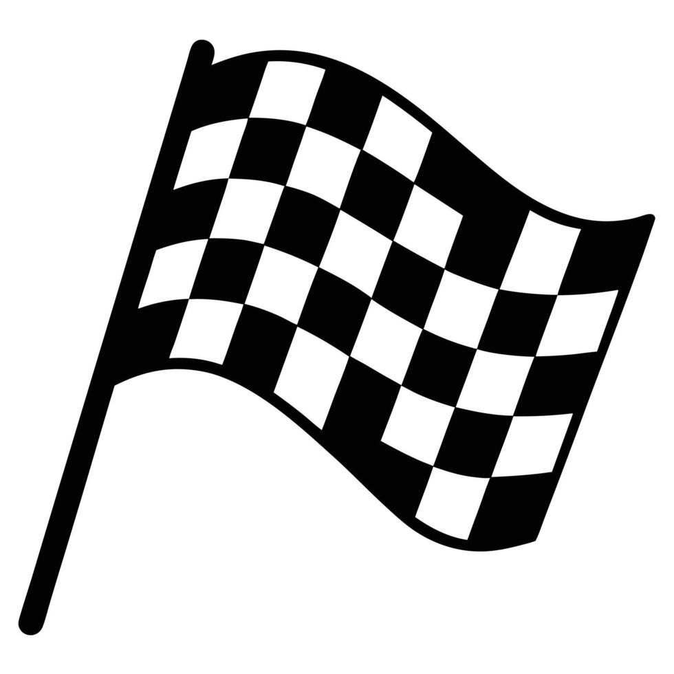 Racing Checkered Flag Silhouette on White Background vector