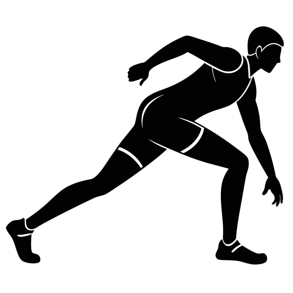 Stretching Runner Silhouette on White Background vector
