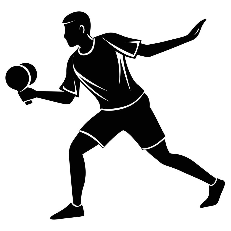 Table Tennis Player Silhouette on White Background vector