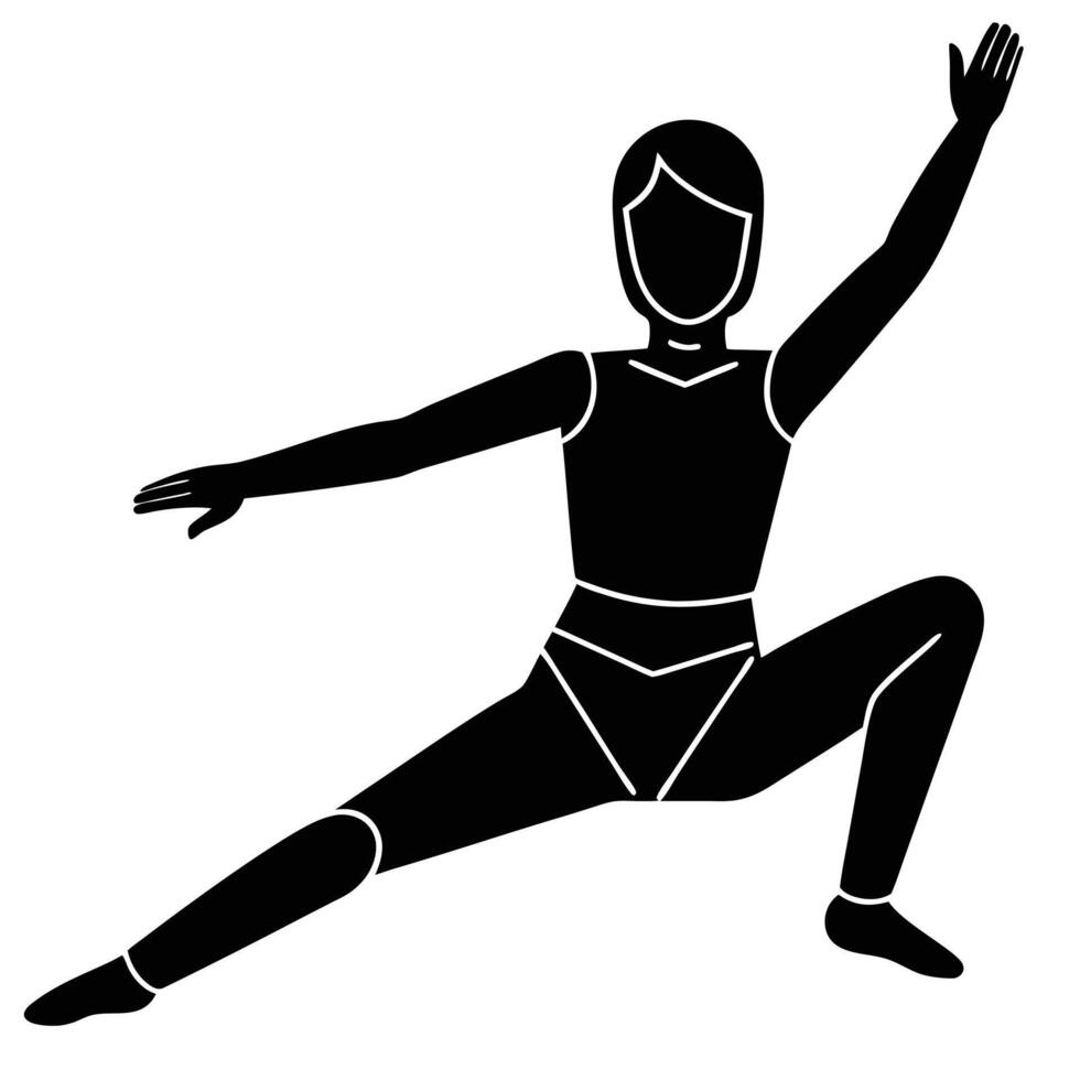 Floor Work Pose Silhouette on White Background vector