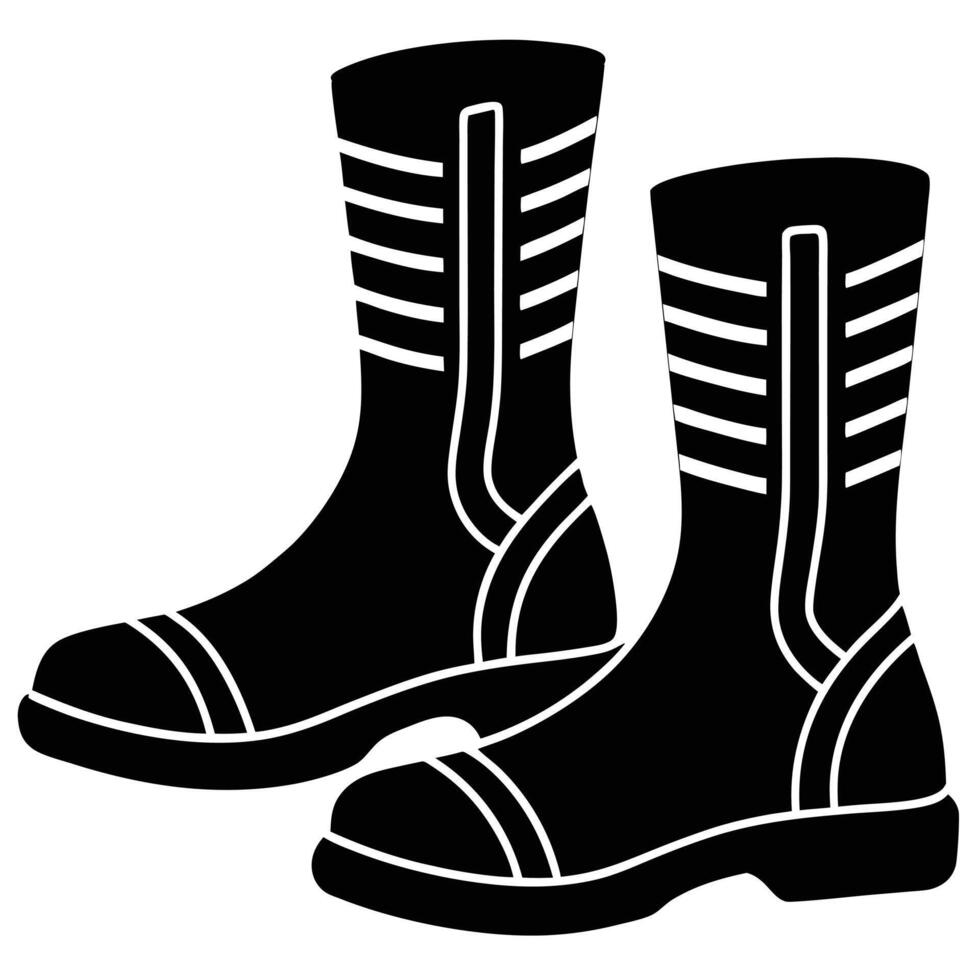 Motorcycle Boots Silhouette on White Background vector