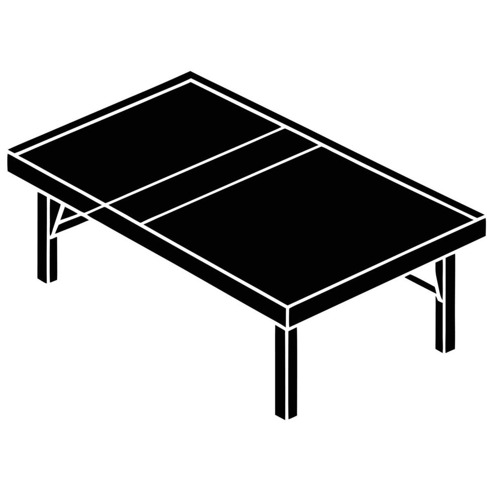 Table Tennis Table Silhouette on White Background vector