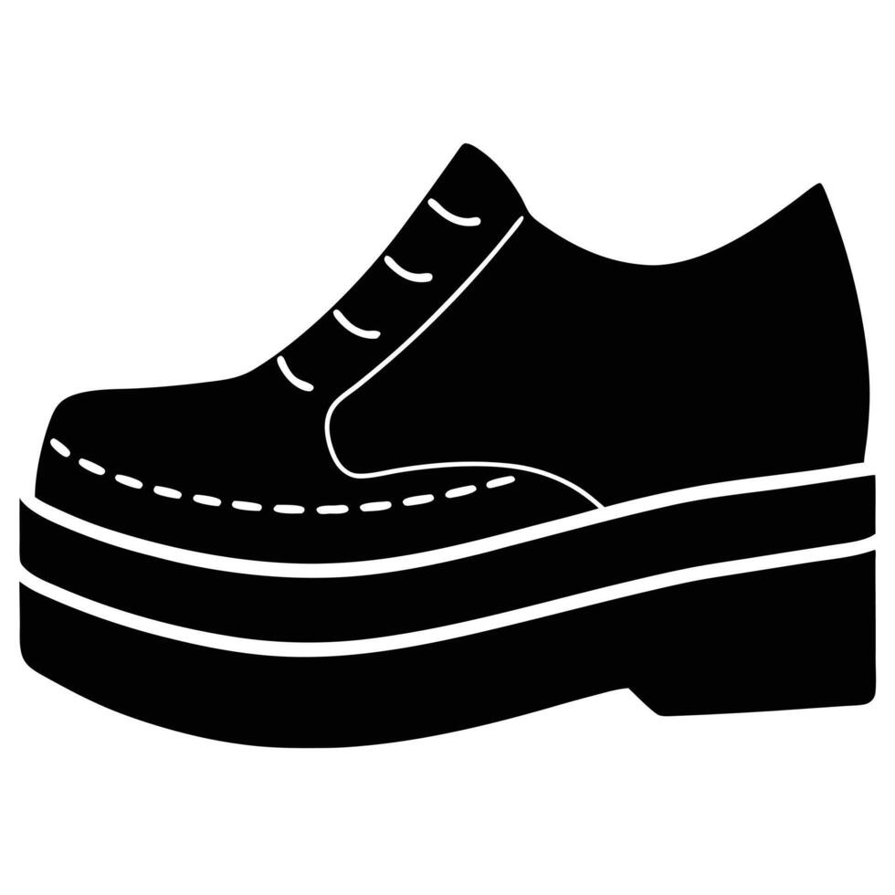 Platform Shoes Silhouette on White Background vector