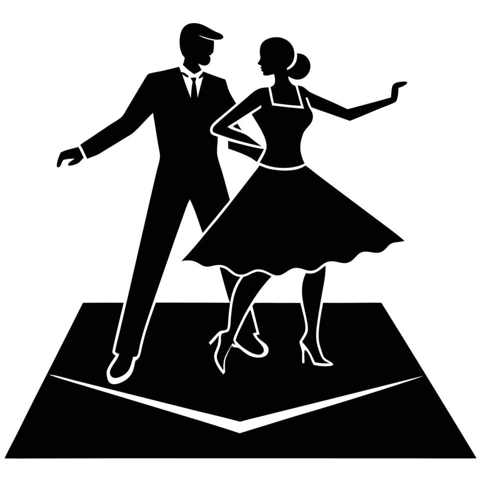 Salsa Dance Floor Silhouette on White Background vector