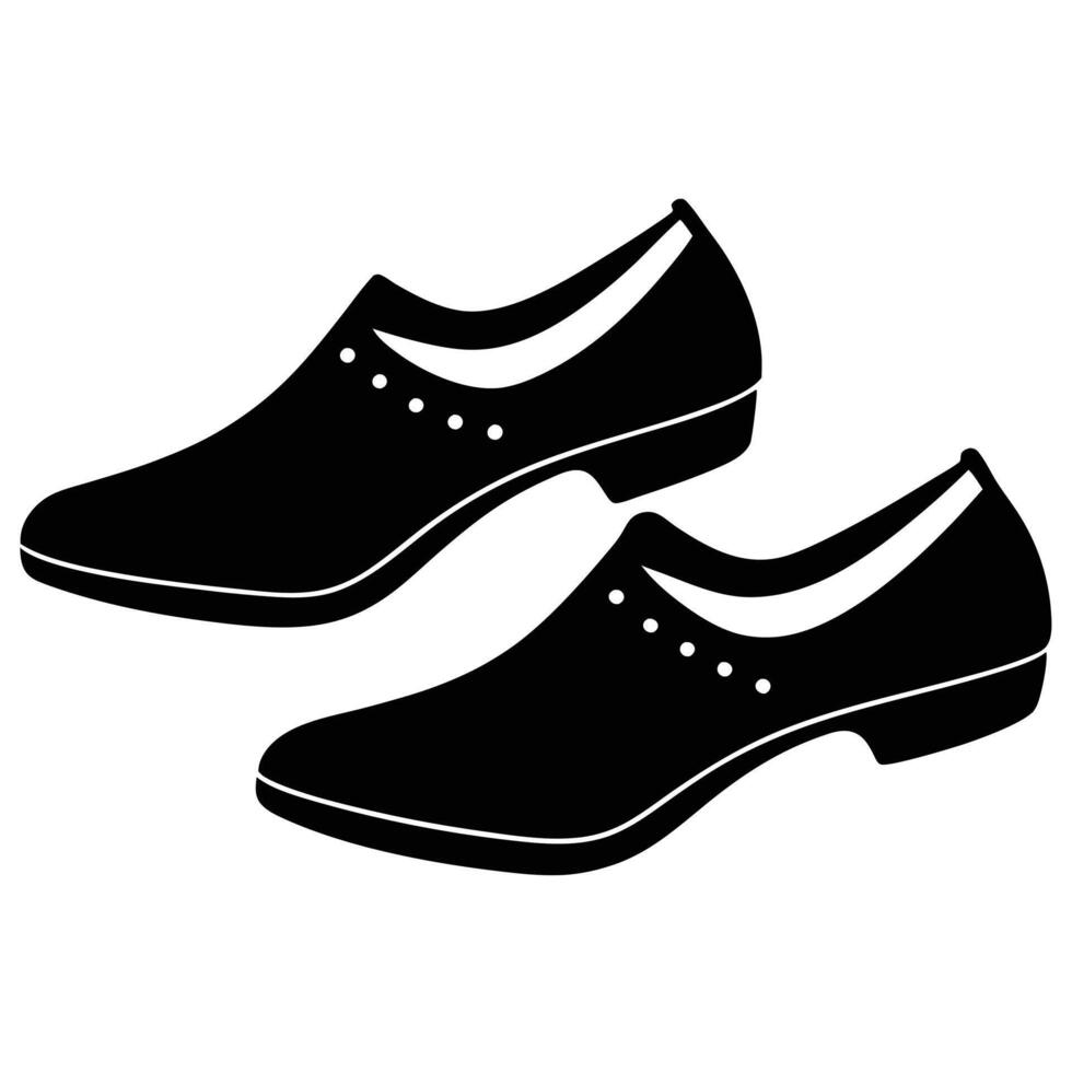 Folk Dance Shoes Silhouette on White Background vector