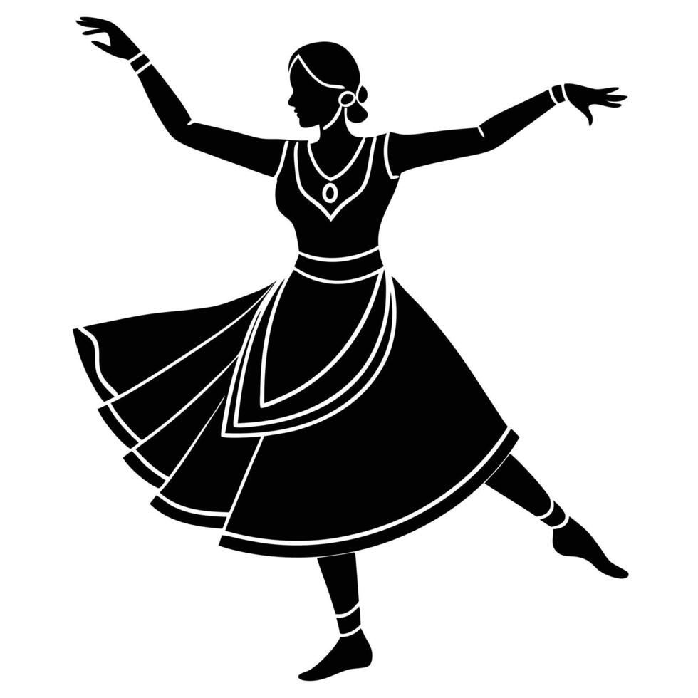 Traditional Folk Dancer Silhouette on White Background vector