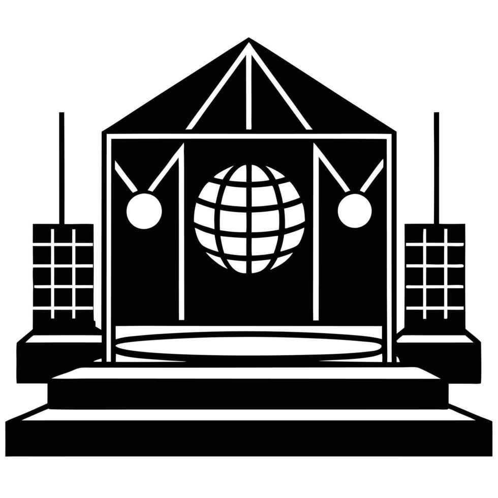 Disco Stage Silhouette on White Background vector