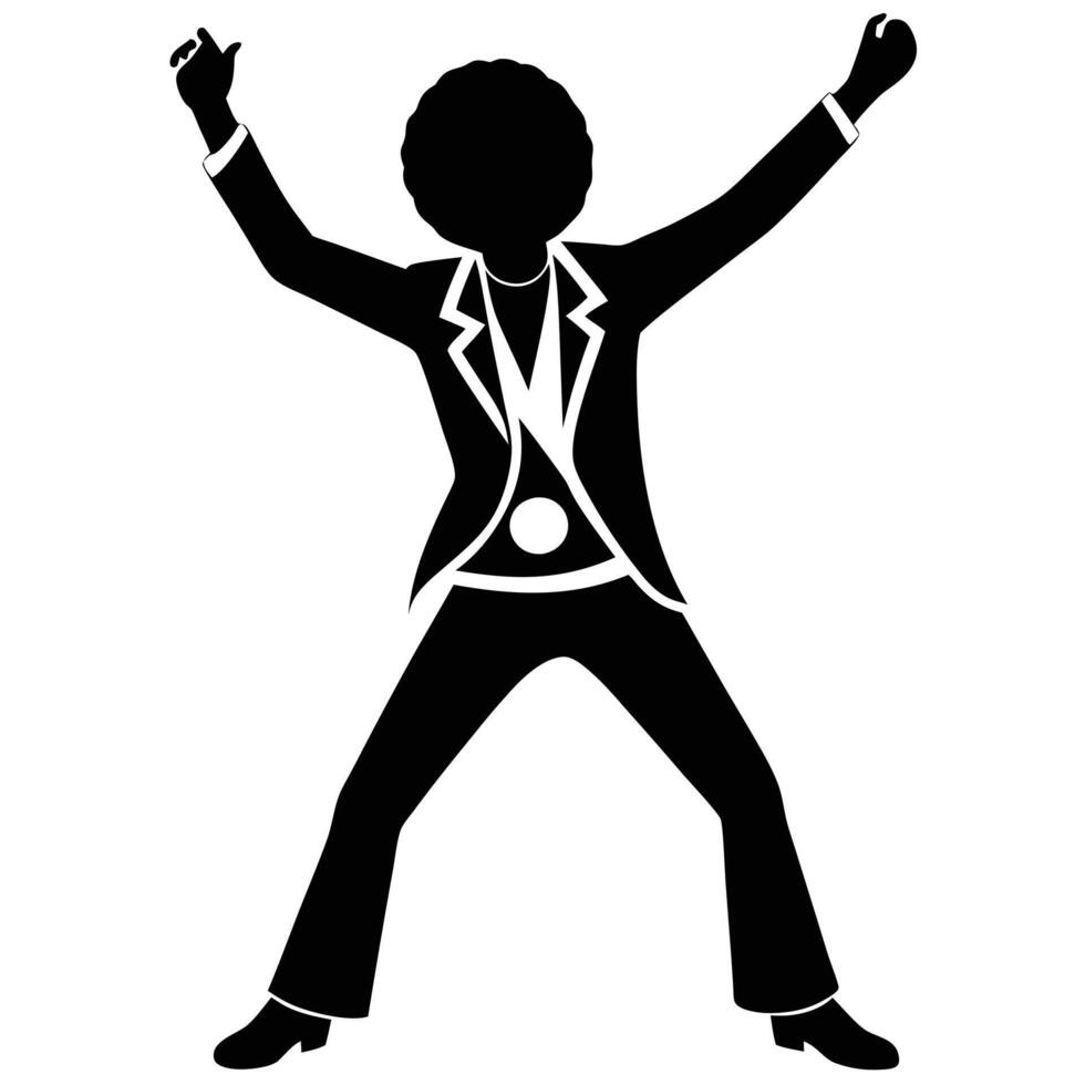 Classic Disco Pose Silhouette on White Background vector