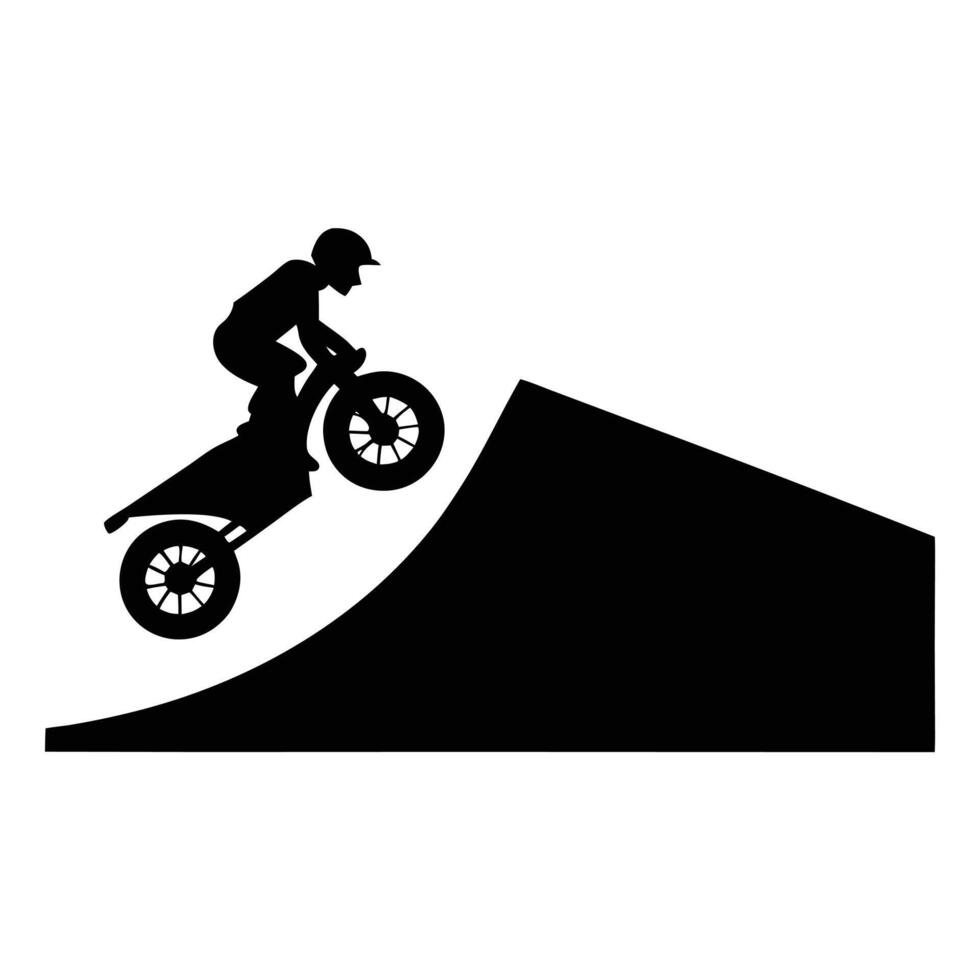Motocross Ramp Silhouette on White Background vector