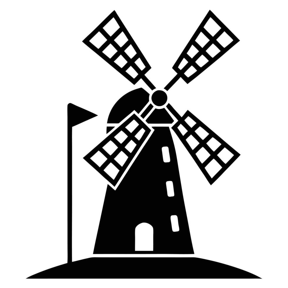 Mini Golf Windmill Silhouette on White Background vector