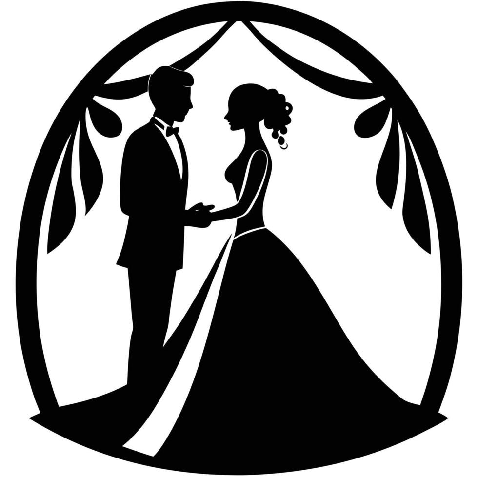 Wedding Moment Silhouette on White Background vector