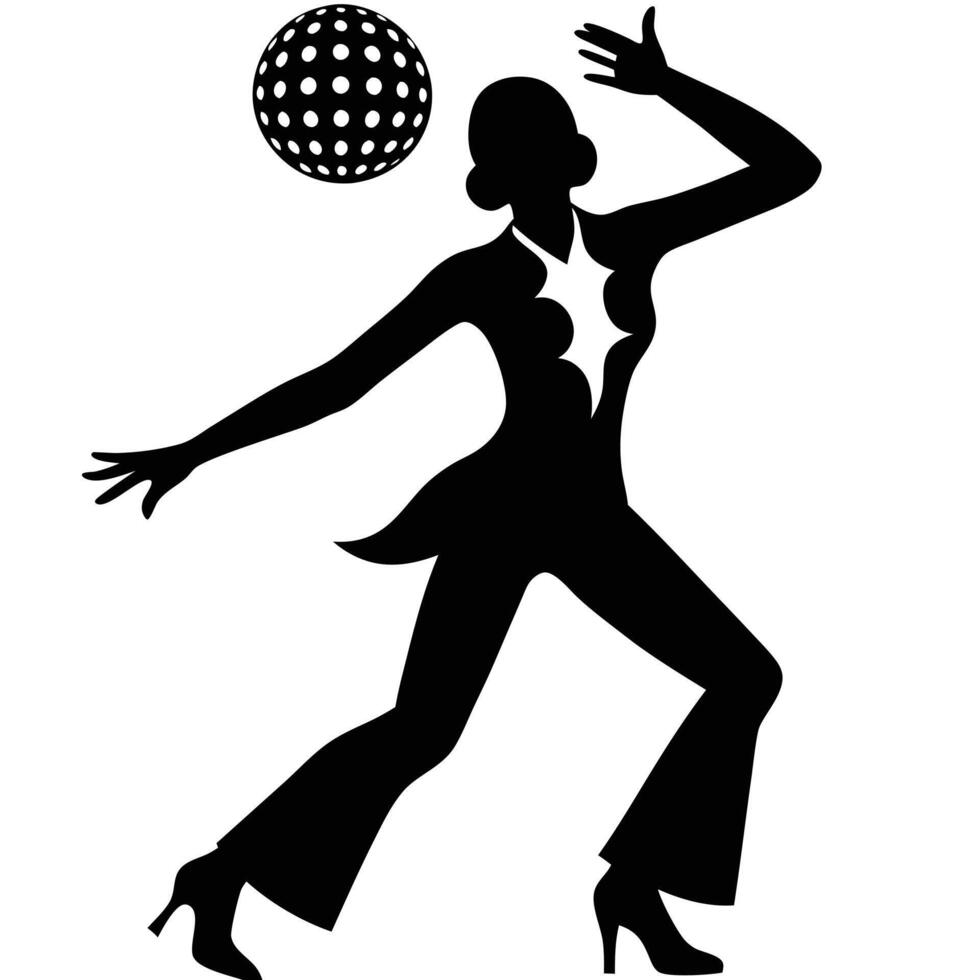 Disco Dance Performance Silhouette on White Background vector